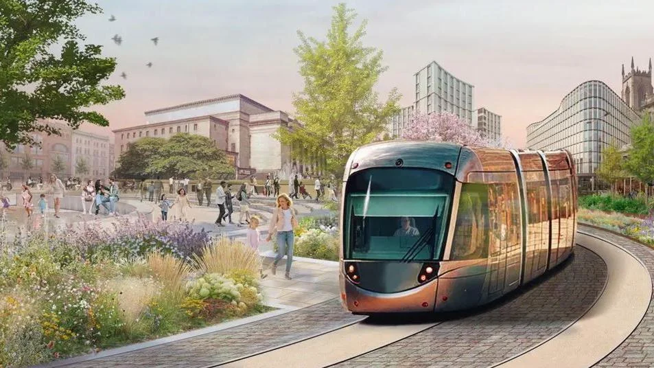 The Leeds tram project, valued at £2.5bn, faces a delay of two to three years due to a government review. This impacts costs, timelines, and future business operations in the region.